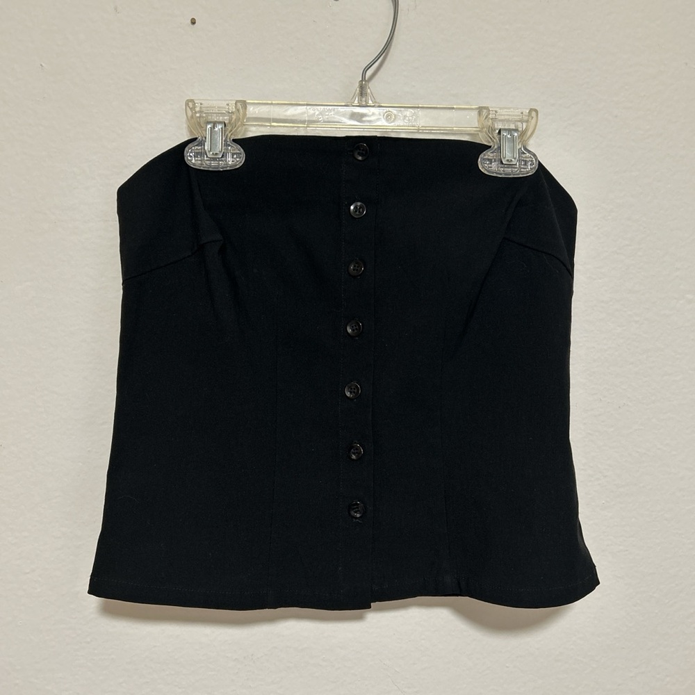 Vintage Y2K Bisou Bisou black stretchy button-up tube top size large